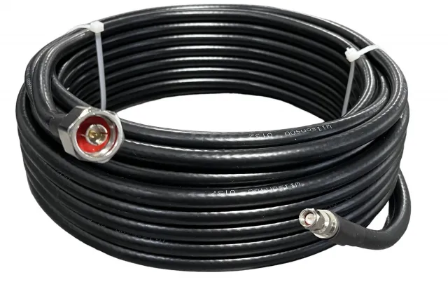 50 Foot Ultra Low Loss Cable (LMR400 Equivalent) (N/Male & SMA/Male Connectors) - Black - 